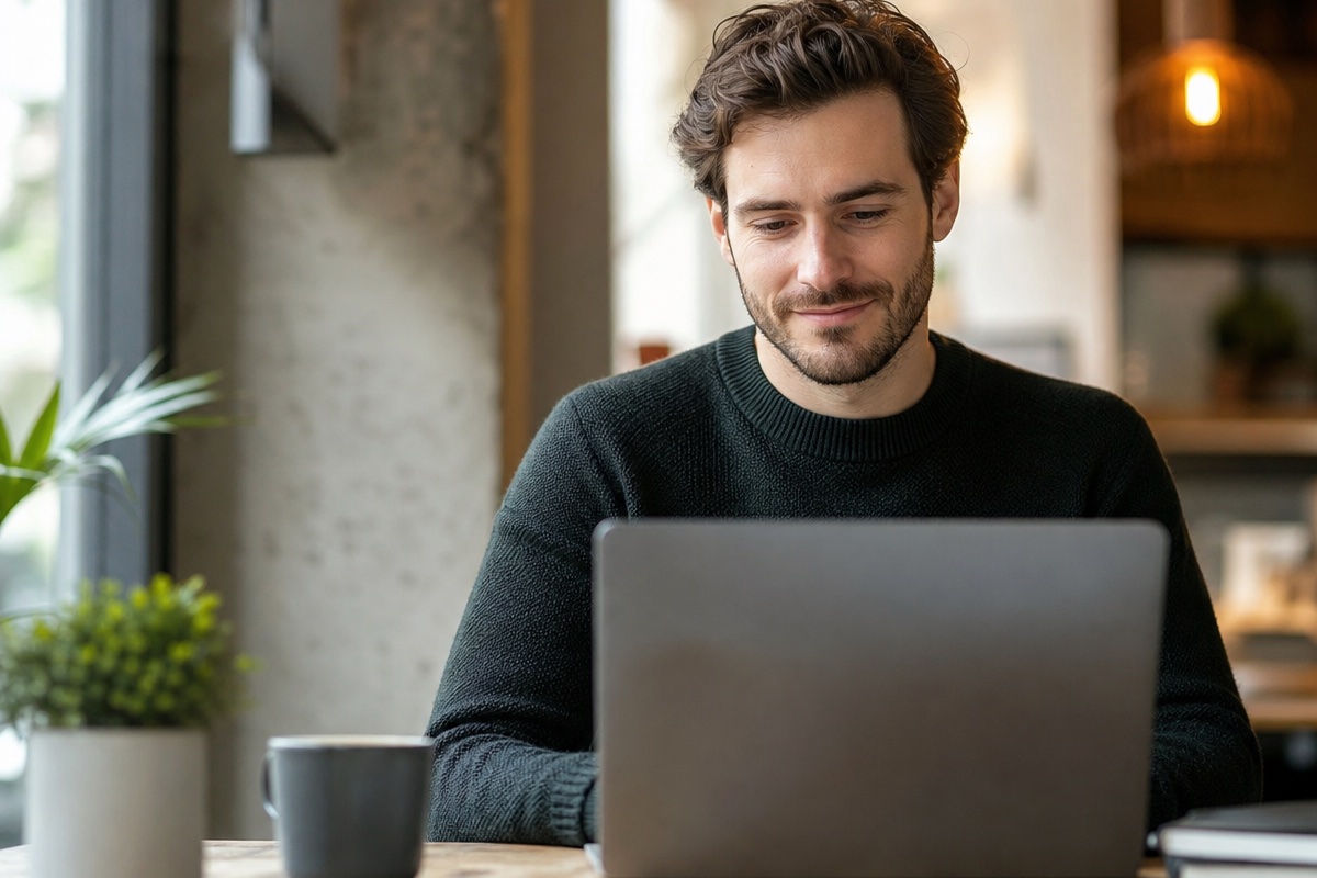A professional reviewing a generated follow-up email after a job interview