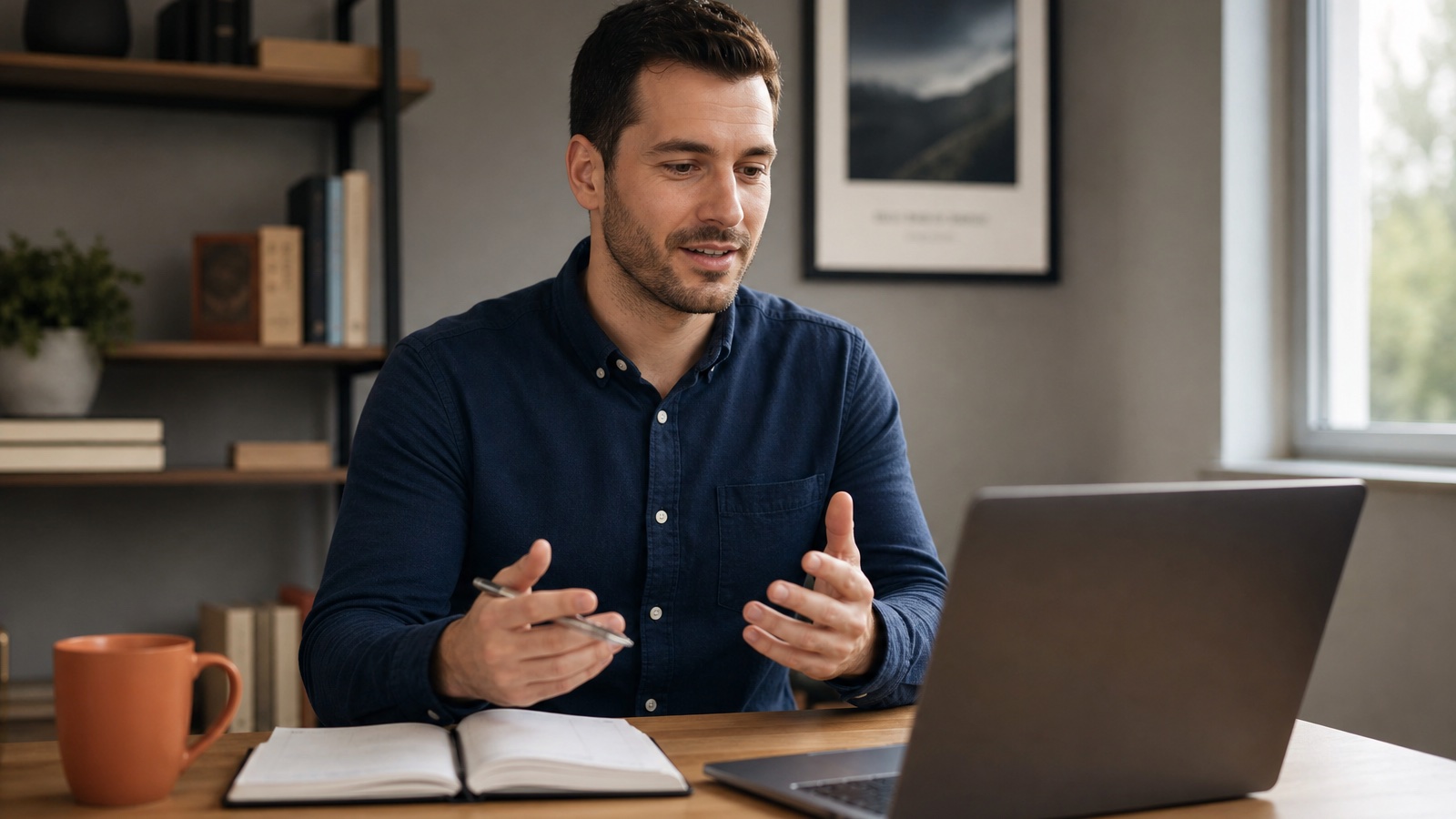 A candidate practicing interview questions with MockStar's timed practice tool on a laptop